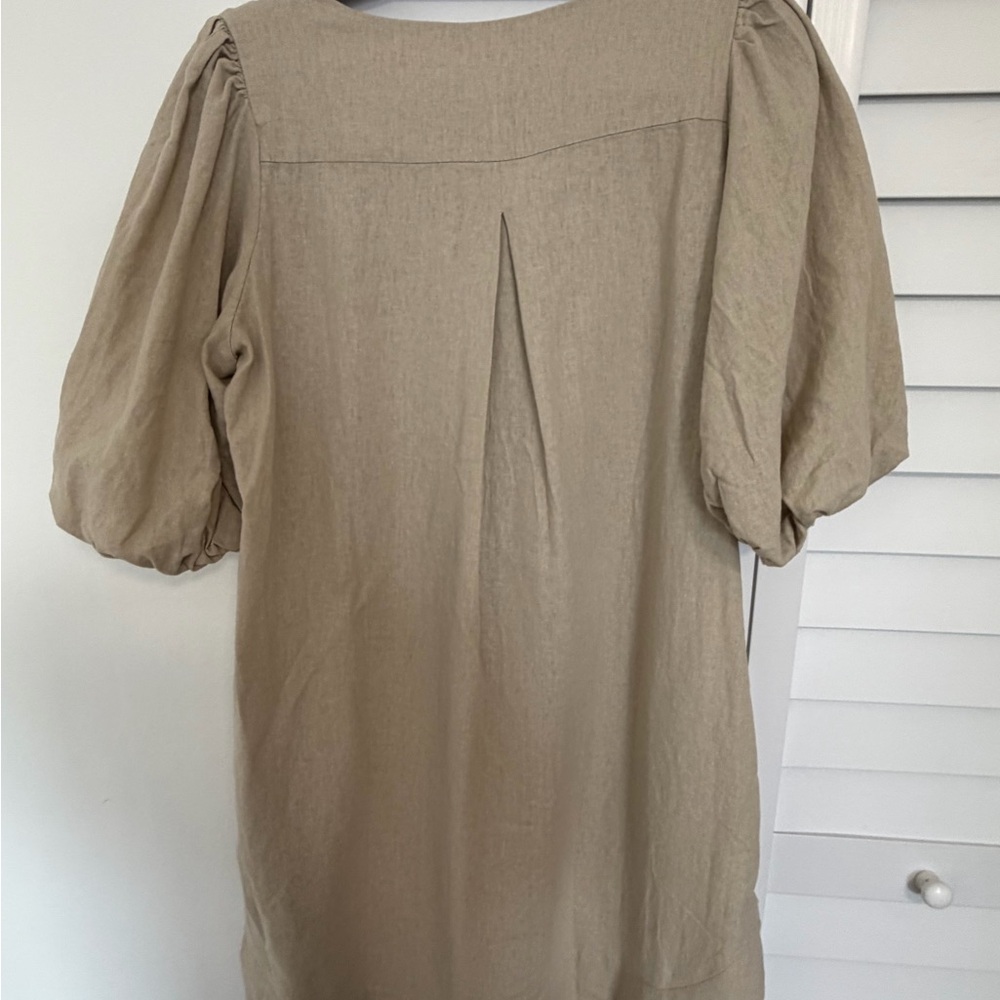 NWT Cynthia Rowley Linen Blend Dress in Light Taupe - Picture 4 of 4
